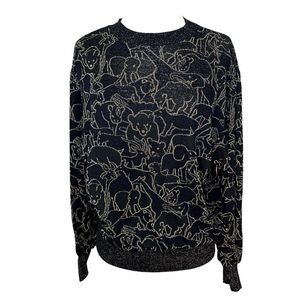 SKEA VINTAGE GOLD METALLIC KNIT SWEATER SIZE LARGE.